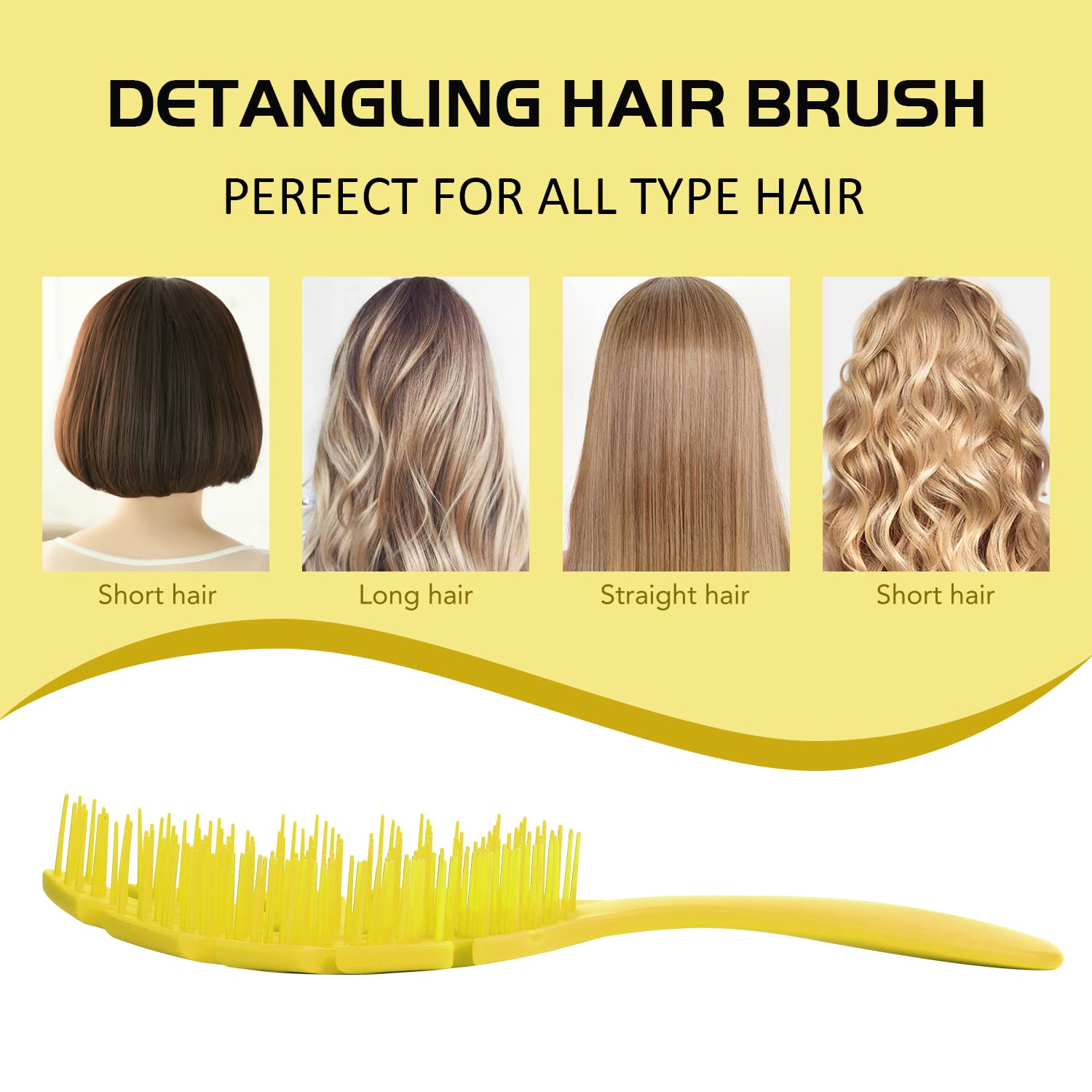 CANDYBRUSH Hair Brush for Women Toddler Girls Extremely Soft TPEE for Fine Hair Detangling Leaf Form Vented Brushes Mood-Boosting Hairbrush with Lemon Scented Yellow Large