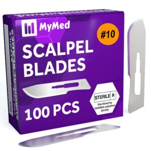 pack of 100 surgical blades 10 disposable scalpel blades, size 10 scalpel blades for surgical knife scalpel handle, high carbon steel dermablade surgical blades. individually wrapped 10 blade, sterile