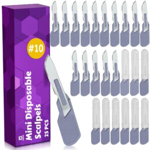 mymed disposable mini #10 scalpel dermablade | mini box cutter #10 sharp carbon-steel #10 scalpel blades | pack of 25 for dermaplaning, podiatry, opening boxes and mail, crafts & more