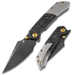 kansept fenrir pocket folding knives for men women edc camping folding knives 3.48'' cpm-s35vn blade with shred carbon fiber titanium handle everyday carry k1034a1