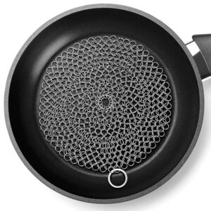 AMAGABELI GARDEN & HOME 7”x7” Cast Iron Cleaner 316 Stainless Steel Cast Iron Scrubber Chain Mail Scrubber Cast Iron for Pans Dutch Ovens Grills BG240