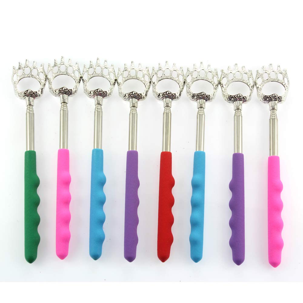 8 Pieces Back Scratchers Telescopic Bear Claw Back Itching Scratcher Scalp Hand Massager Tool with Wave Handles(Random color) (8)