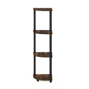 Furinno Turn-N-Tube 4-Tier Corner Display Rack Multipurpose Shelving Unit, Round, Amber Pine/Black