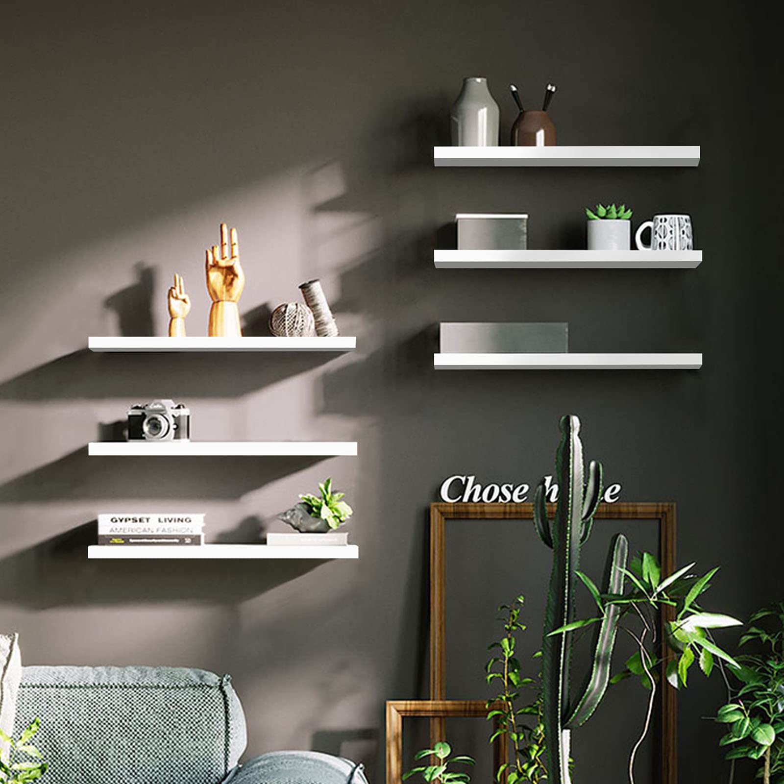 ISYOKE White Floating Shelves Set of 3 Wall Mounted Modern Floating White Shelf for Wall, Floating White Wall Shelf for Bathroom,Bedroom, Living Room,Kitchen