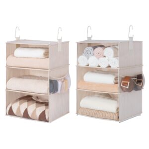 storageworks 6-shelf hanging closet organizers, two 3-shelf separable closet hanging shelves, 13" d x 15" w x 48 ¼"h, mixing of beige, white & ivory