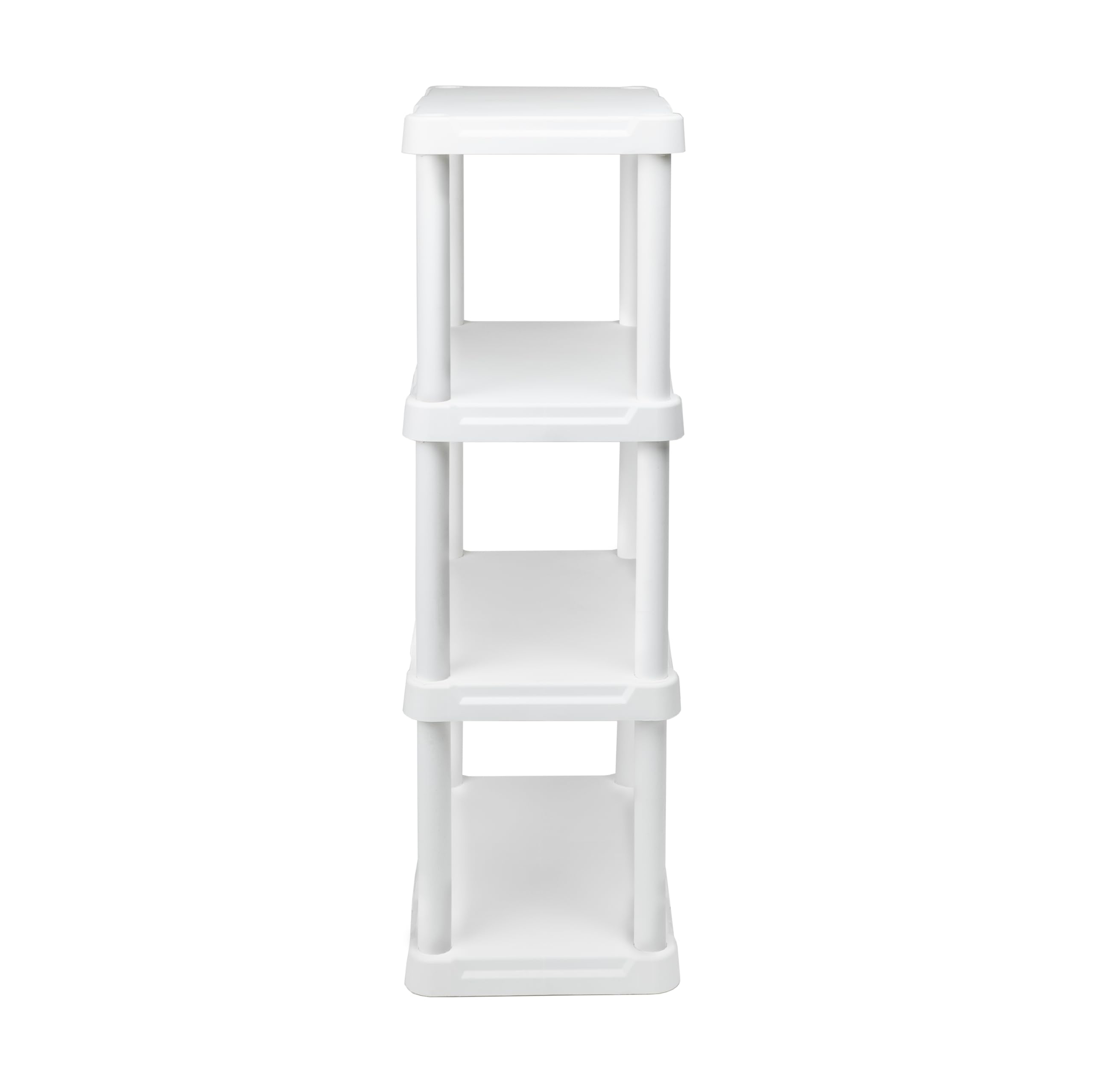 BLACK+DECKER, WHITE, 4-Tier Light Duty Storage Shelf, 50lbs/Shelf (47”H x 22.1”W x 14.3”D), Plastic Shelving Unit, Made in The USA [2 Pack]