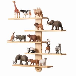 panalo wooden floating shelves for wall, small wood display shelves rack for collectibles-figures, mini decor, toy, toniebox - 16 inches sliding trinket shelf with 2 types of installation