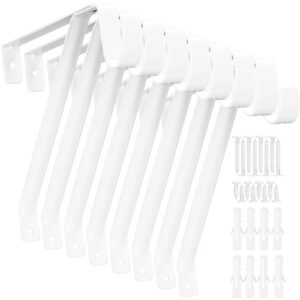 gisafai 8 pack white adjustable shelf rod support bracket 12x9.8x1 inch heavy duty metal wall mount rod bracket with rod holders closet rod support bracket clothes storage hanger for shelf closet rod