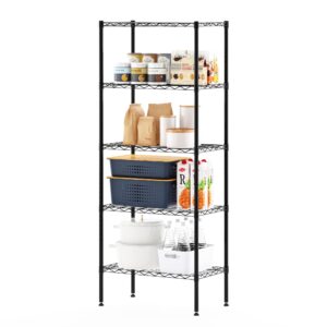 Furinno Wayar 5-Tier Metal Storage Shelf Rack, 24 x 14 x 60, Black