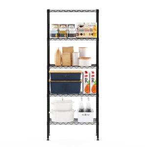 Furinno Wayar 5-Tier Metal Storage Shelf Rack, 24 x 14 x 60, Black