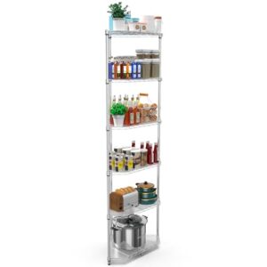 6 Tier NSF Corner Wire Shelf Shelving Unit, 20 x 20 x 72 Inch 600lbs Capacity Heavy Duty Adjustable Metal Storage Rack with Leveling Feet & Shelf Liners for Office Kitchen Bathroom and More - Chrome