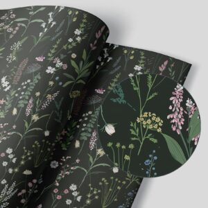 Rose Floral Drawer Liner Peel and Stick Contact Paper self Adhesive Wallpaper Removable Vinyl Decorative Shelf Drawer Liner 118 inch x17.4inch (Dark Green Floral, 118 inch x 17.4 inch)