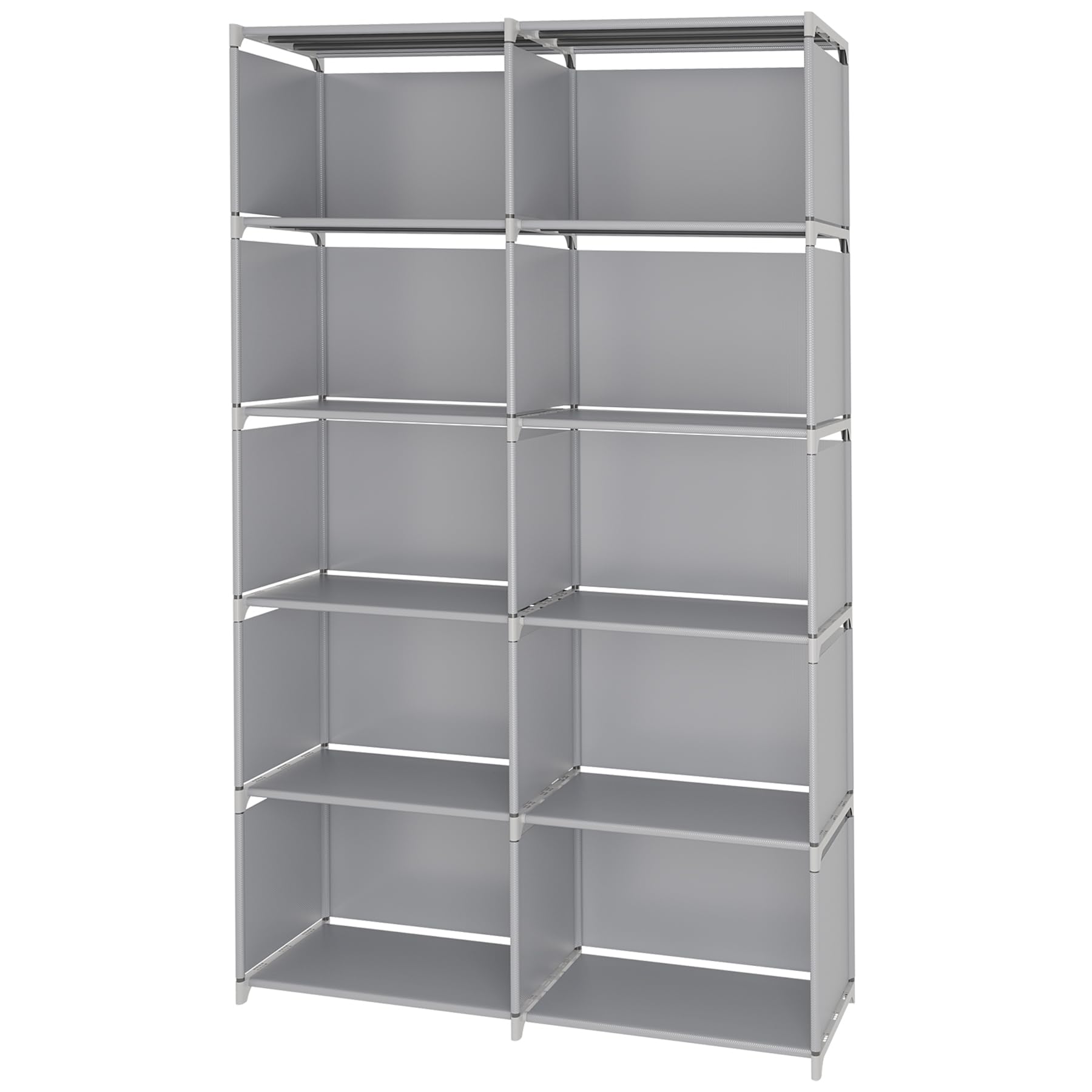 ACCSTORE Cube Storage, Double Row 6-Layer Cubes Closet Storage Shelf, DIY Wall Cabinet Bookshelf Plastic Square Storage Rack, Suitable for Bedroom, Living Room, Office, Kitchen, Warehouse (Grey)