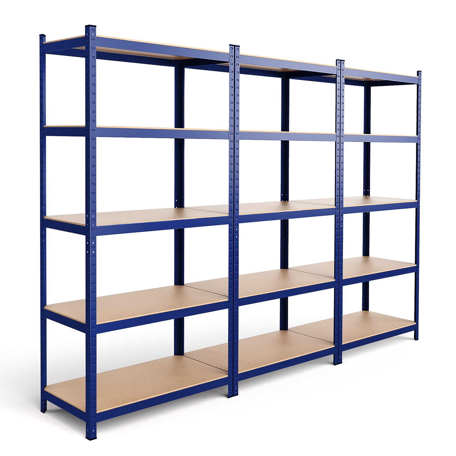 ERGOMASTER Garage Storage Shelves 5-Tier Garage Shelving Unit 2920LBS Heavy Duty Shelving Adjustable Boltless Organizer Rack for Garage Warehouse Pantry Office 108" W x 18" D x 72" H（Blue,3Pack）