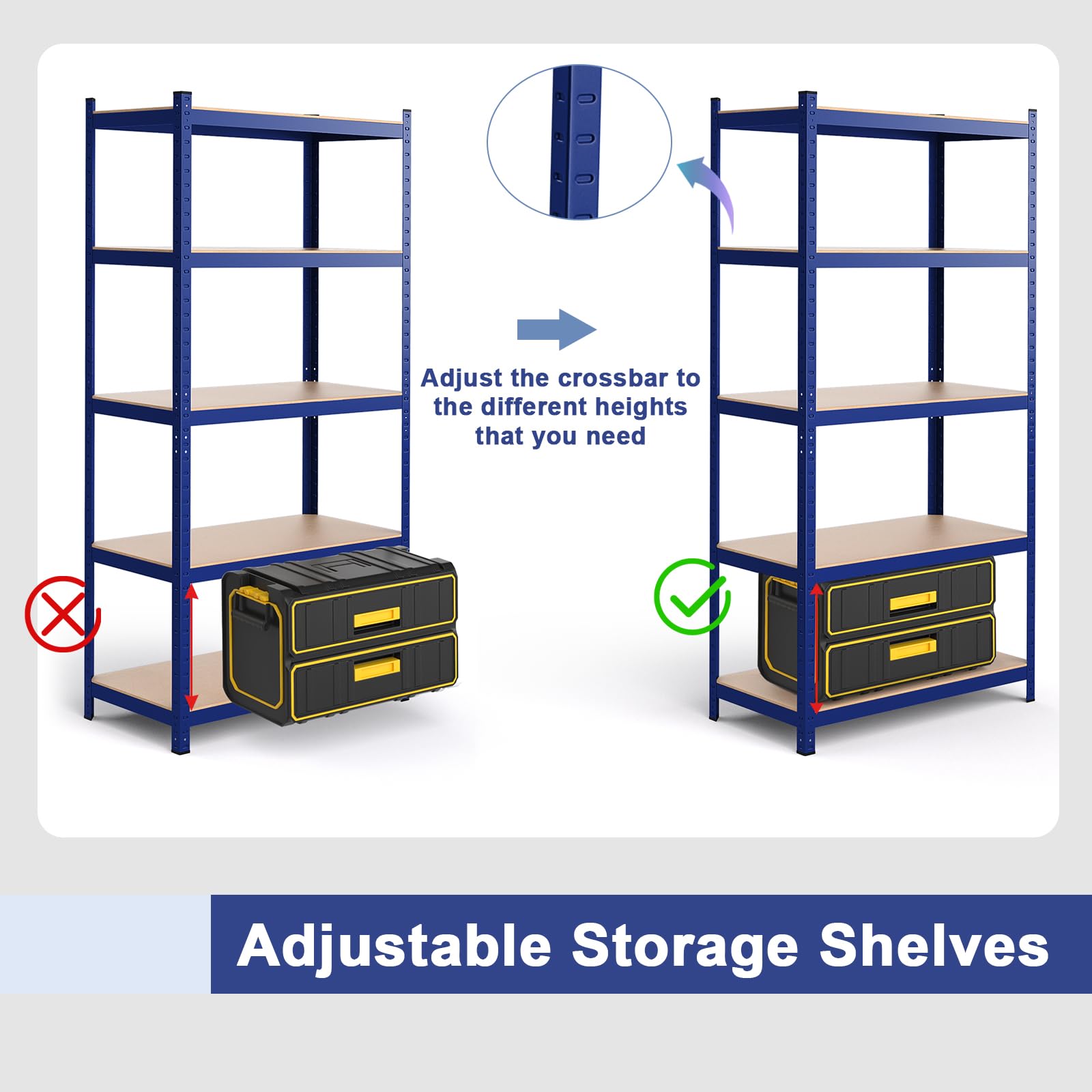 ERGOMASTER Garage Storage Shelves 5-Tier Garage Shelving Unit 2920LBS Heavy Duty Shelving Adjustable Boltless Organizer Rack for Garage Warehouse Pantry Office 108" W x 18" D x 72" H（Blue,3Pack）