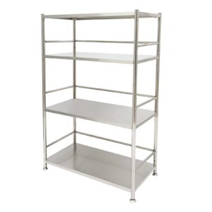 stainless steel shelving 31.5x15.7x47.2 inch 4 tier adjustable shelf storage unit, heavy duty free standing mutifuctional organizer rack shelf for kitchen commercial office garage storage(4 tier)