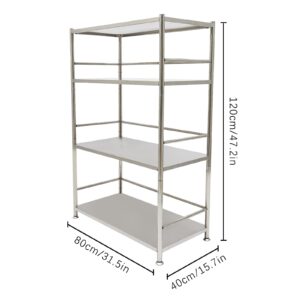 Stainless Steel Shelving 31.5x15.7x47.2 inch 4 Tier Adjustable Shelf Storage Unit, Heavy Duty Free Standing Mutifuctional Organizer Rack Shelf for Kitchen Commercial Office Garage Storage(4 Tier)