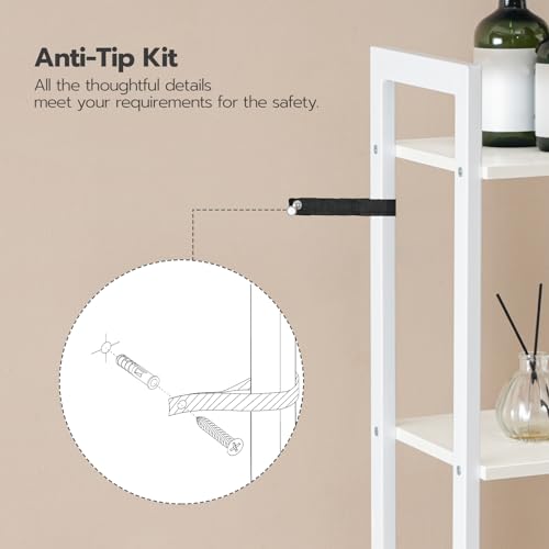 HOOBRO Over The Toilet Storage, 3-Tier Modern Bathroom Organizer, Bathroom Space Saver with Multi-Functional Shelves, Toilet Storage Rack, Easy to Assembly, White WT41TS01