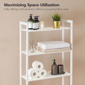 HOOBRO Over The Toilet Storage, 3-Tier Modern Bathroom Organizer, Bathroom Space Saver with Multi-Functional Shelves, Toilet Storage Rack, Easy to Assembly, White WT41TS01