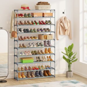 tribesigns 10 tiers shoe rack shoe shelf large capacity shoe organizer tall shoe storage for closet entryway, space saving shoe tower for living room hallway