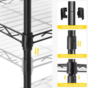 FUYVA 3-Tier Black Metal Shelving Unit with Wire Storage, 3 Shelf Liners, and Hooks, Wire Rack Height Adjustable Shelves for Kitchen, Bathroom, Pantry, Closet, and Bedroom (15.7"L x 11.8"W x 31.5"H)