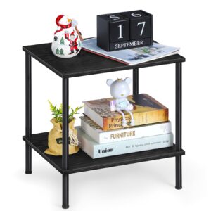 melos 2 tier bookshelf, classically tall bookcase shelf storage organizer, modern book shelf for bedroom, living room and home office, black