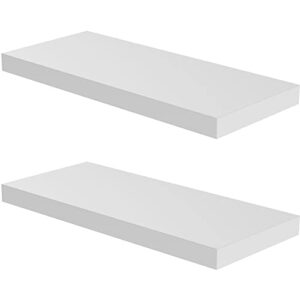 JPND Floating Shelf, Set of 2 Wall Shelf, 30 in W x 12.75 in D x 2 in H Wooden Floating Wall Shelf with Invisible Brackets for Living Room/Bedroom/Bathroom/Kitchen Storage and Decor, White