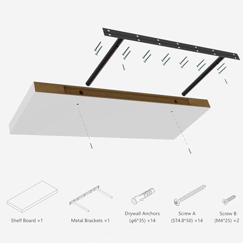 JPND Floating Shelf, Set of 2 Wall Shelf, 30 in W x 12.75 in D x 2 in H Wooden Floating Wall Shelf with Invisible Brackets for Living Room/Bedroom/Bathroom/Kitchen Storage and Decor, White