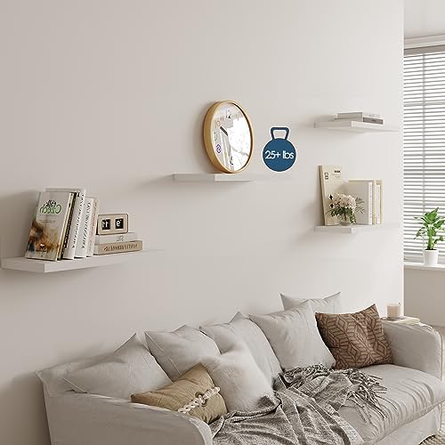 JPND Floating Shelf, Set of 2 Wall Shelf, 30 in W x 12.75 in D x 2 in H Wooden Floating Wall Shelf with Invisible Brackets for Living Room/Bedroom/Bathroom/Kitchen Storage and Decor, White