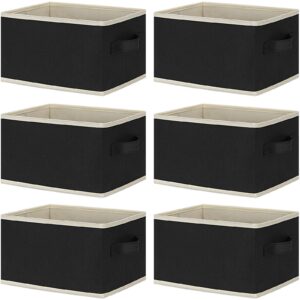 lhzk storage bins for shelves 6 pack, small storage baskets for organizing, collapsible fabric storage baskets for shelves, home, nursery, closet storage bins (black, 11.4"x8.7"x6.7")