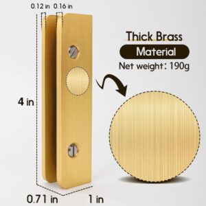 LukLoy Solid Brass Glass Shelf Bracket with 3 Screw Holes, Adjustable Glass Clip for 6mm-10mm Glass (Brush Gold, Pack of 4)