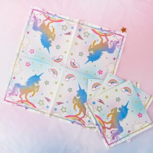 WERNNSAI Unicorn Party Plates and Napkins - Rainbow Unicorn Party Supplies for Girls Disposable Dinner Dessert Plates Napkins Tableware Set Serves 16 Guests 48 PCS