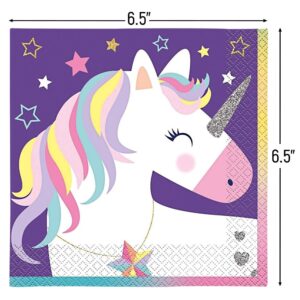 Stars & Unicorn Disposable Luncheon Napkins (Pack of 16) - Magical & Vibrant Party Essentials, Perfect for Enchanting Parties & Celebrations