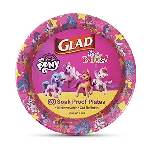 Glad for Kids My Little Pony Paper Plates | My Little Pony Super Stars Kids Paper Plates | My Little Pony Unicorn Large Paper Plates for Everyday Use, 8.5 inch Paper Plates 20 Ct