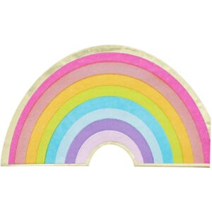 blue panda 50 pack rainbow paper napkins with gold foil for birthday party (6.5 x 3.75 in)