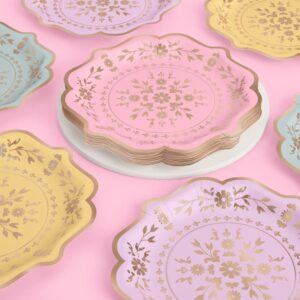 xo, Fetti Pastel China Plates - 24 pack, 9" | Birthday Party Decorations, Bachelorette Garden Party, Easter Party, Cool Cake Plates, Tea Partea