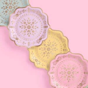 xo, Fetti Pastel China Plates - 24 pack, 9" | Birthday Party Decorations, Bachelorette Garden Party, Easter Party, Cool Cake Plates, Tea Partea