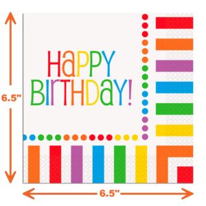 Lobyn Birthday Party Plates and Napkins Vibrant Birthday Rainbow Design 16 counts each of 9" Lunch Plates, 16 counts 6.5" Folded Lunch Napkins Perfect for Happy Birthday Celebrations