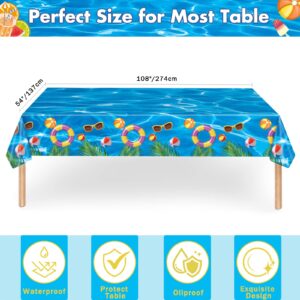 Pool Birthdy Party Tableware set,Beach Theme Party Supplies,Paper Plates,Napkins,Tablecloth for Kids Birthday, Pool,Beach,Summer Party,76 PCS,Serves 25