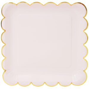 Sparkle and Bash Pastel Paper Plates with Scalloped Gold Foil (9 Inches, 48 Pack)