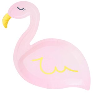 BLUE PANDA Pink Flamingo Party Paper Plates with Gold Foil (9 x 11.45 Inches, 48 Pack)