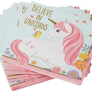 Amscan 501929 Beverage Napkins | Magical Unicorn Collection | Birthday | 16pcs