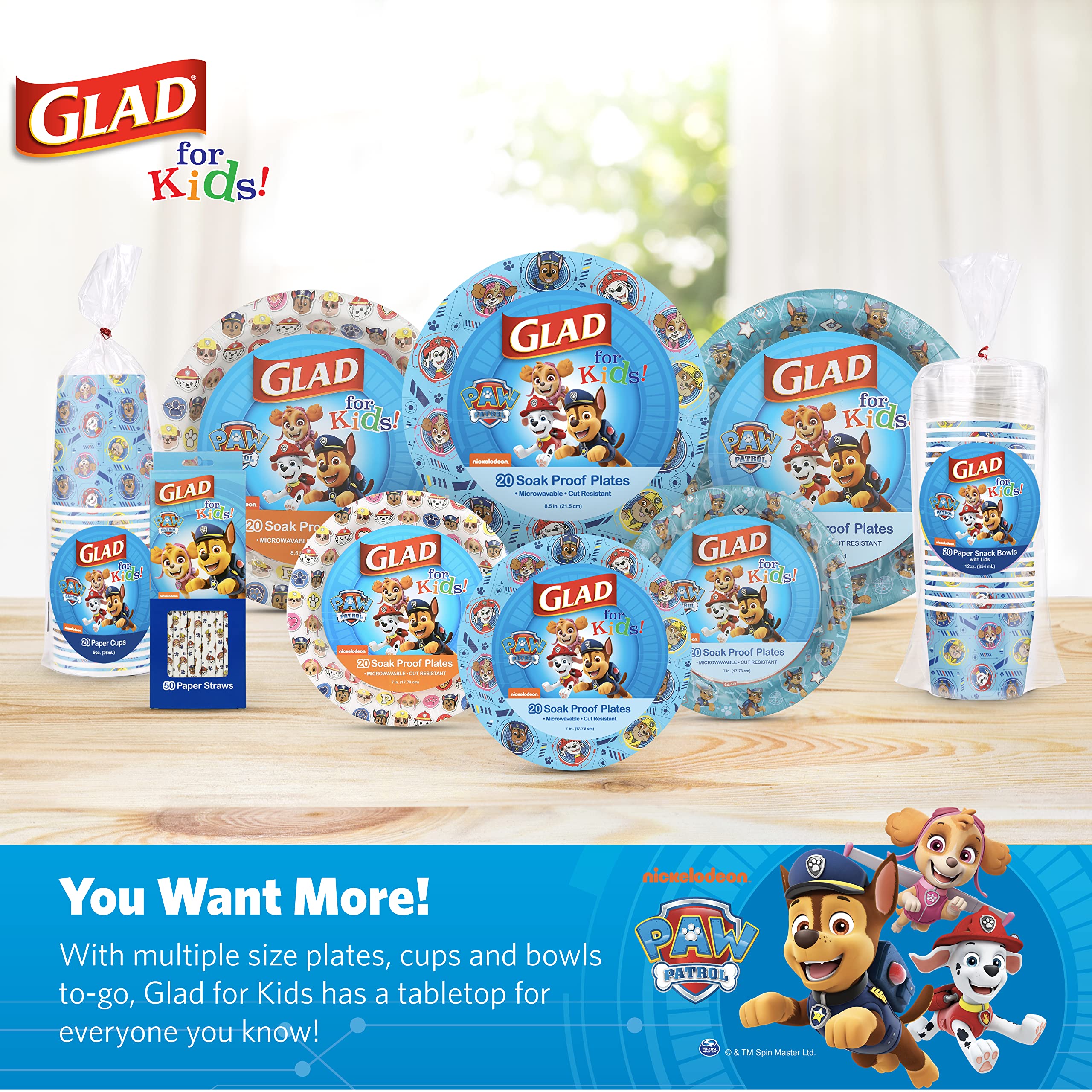 Glad for Kids Paw Patrol Emoji Paper Plates|Paw Patrol Plates for Kids|Heavy Duty Disposable Paper Plates for All Occasions|Paw Patrol Emojis 8.5" Round Plates 20ct|Kids Plates, Disposable Plates