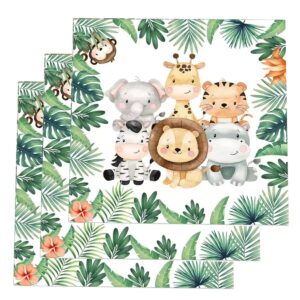 50 Pcs Jungle Safari Animal Napkins Party Disposable Dinner Napkins Animal Paper Napkins Safari Napkins Jungle Themed Party Napkins for Baby Shower Birthday Party