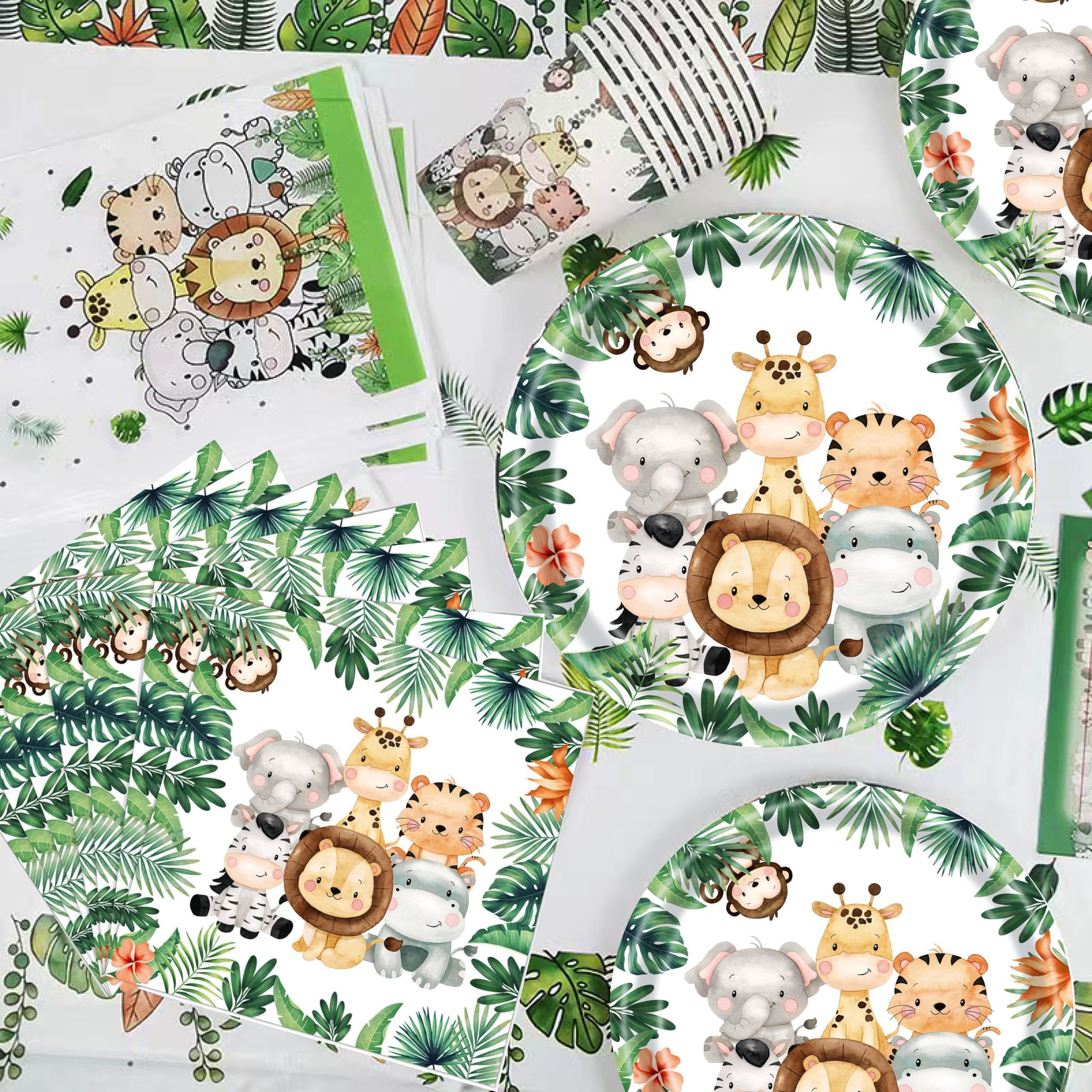 50 Pcs Jungle Safari Animal Napkins Party Disposable Dinner Napkins Animal Paper Napkins Safari Napkins Jungle Themed Party Napkins for Baby Shower Birthday Party