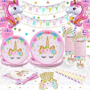 Unicorn Themed Birthday Party Plates Supplies