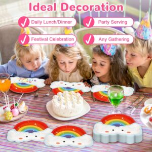 Qyeahkj 50PCS Rainbow Birthday Party Plates Rainbow Paper Plates Colorful Cute Cloud Rainbow Party Decorations Favors for Boys Girls Birthday Tableware