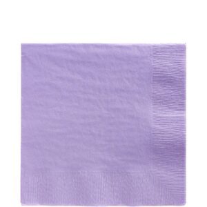 amscan big party pack luncheon napkins, 6.5" x 6.5", lavender