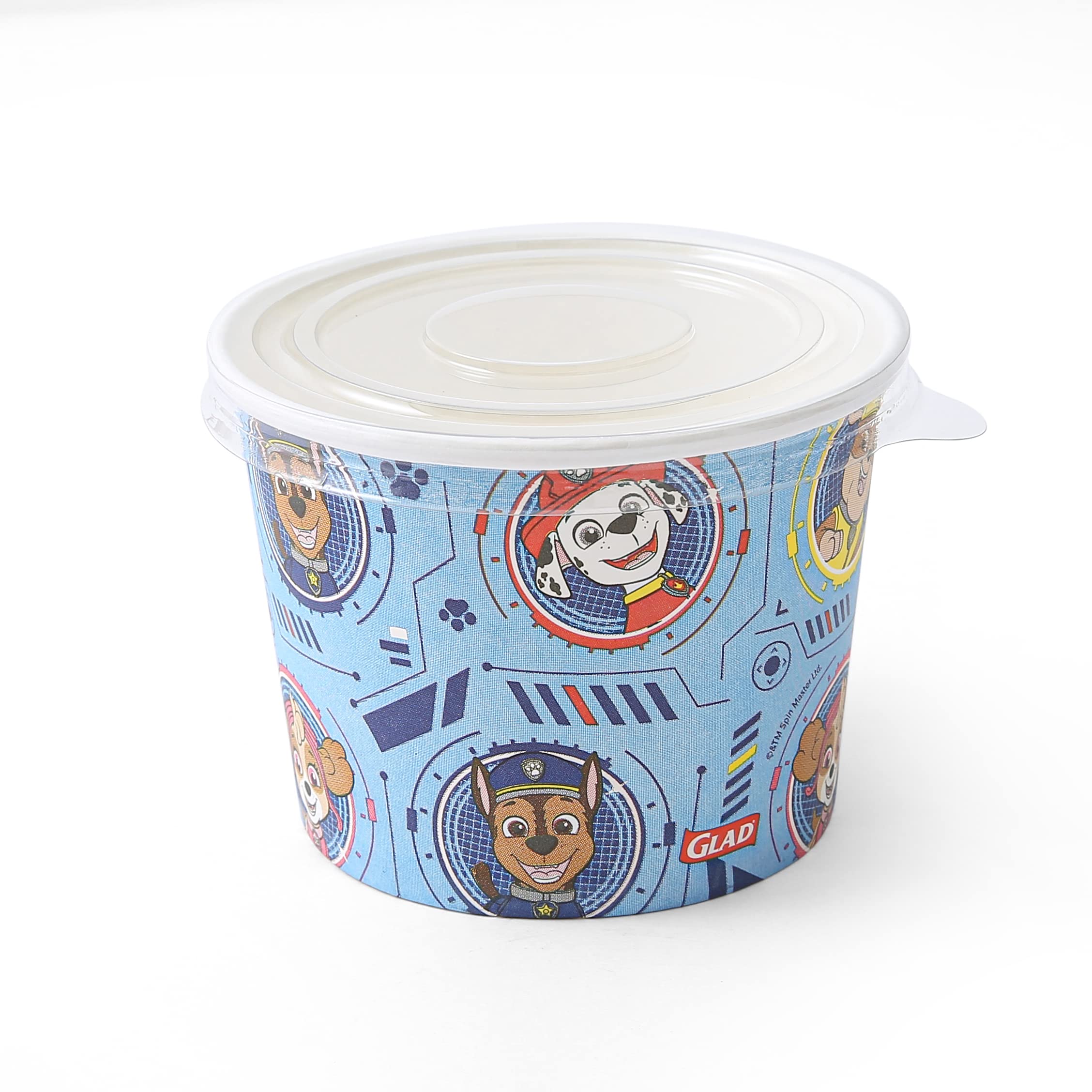 Glad for Kids 12 oz PAW Patrol Paper Snack Bowls with Lids, 20 Ct | Disposable Paper Bowls with Lids | Kids Snack Bowls for Everyday Use with PAW Patrol Puppies Designs