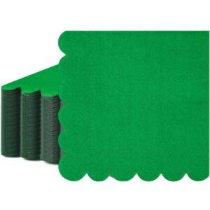 100 Pcs Scalloped Cocktail Napkins Thick Paper Napkins Disposable Party Napkins Beverage Napkins for Wedding Dinner Birthday Supplies, 5 x 5 Inches (Green)